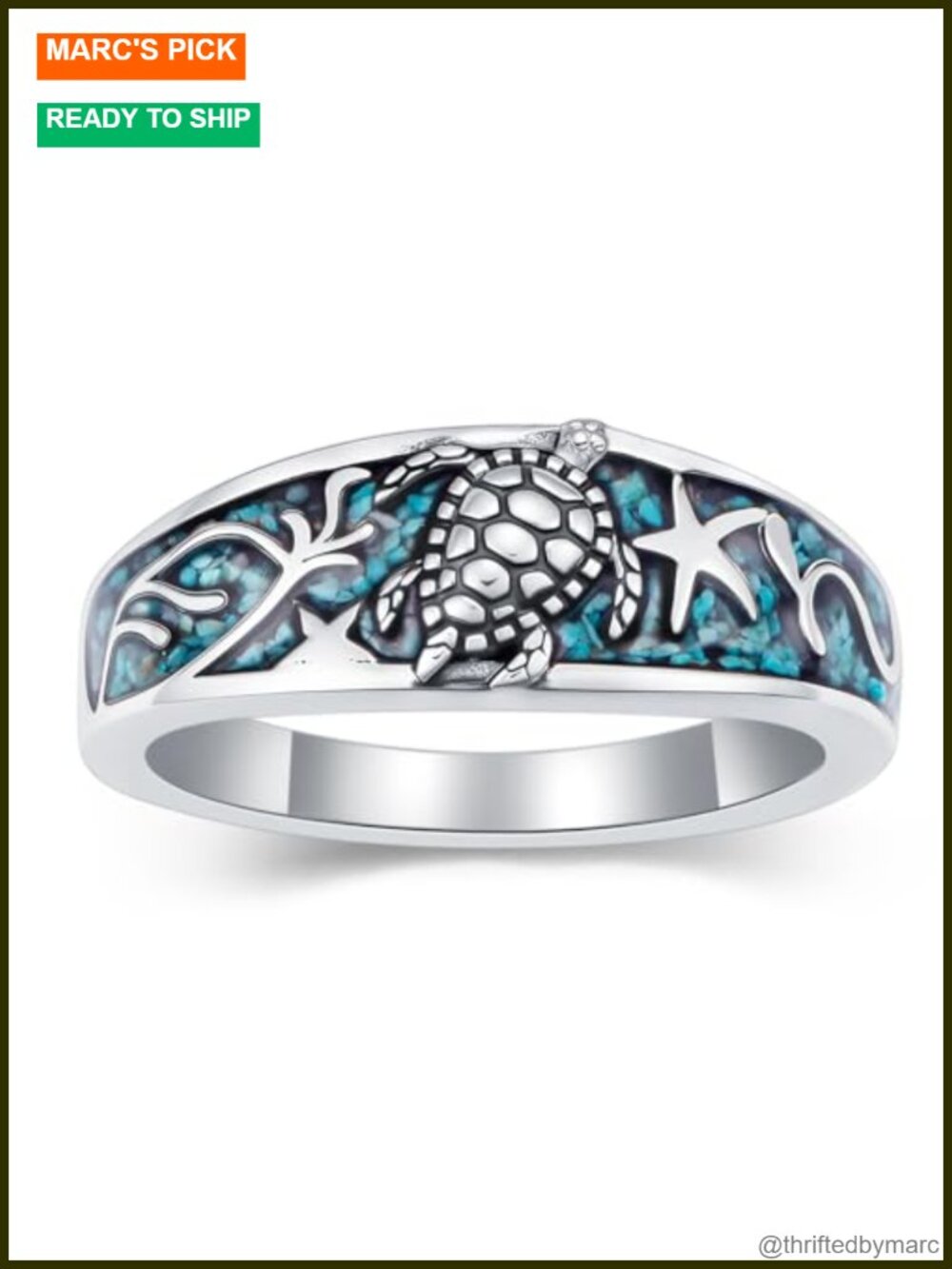 925 Sterling Silver Turquoise Statement Ring Boho Western Jewelry